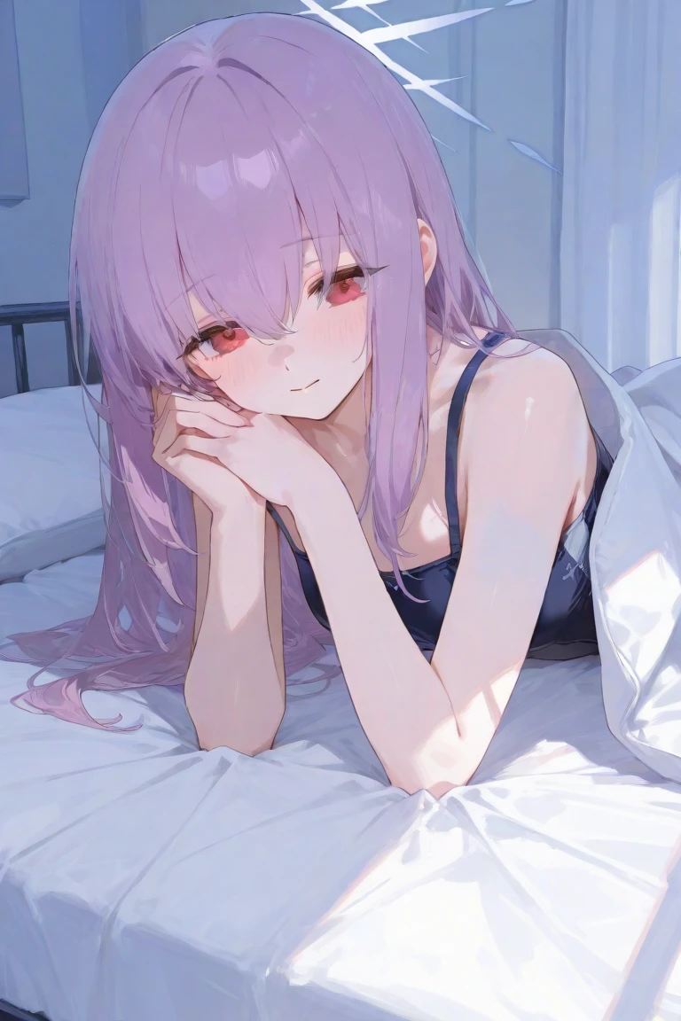 older woman, mature, middle-aged, solemn, serious, long hair, lavender hair, lavender hair, messy hair, messy hair, violet eyes, completely white skin, white skin, colorless white skin, no skin color, skin literally white, blank expression dark eye sockets, long plain black t-shirt, no pants, indigo panties, dark, dark bedroom, abandoned bedroom, night, dim light, dark lighting, dark, dark, dark, night, night, night
