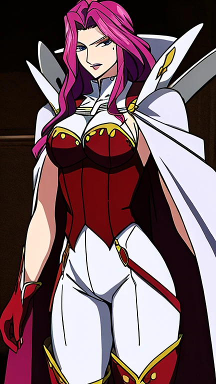 A woman dressed in a provocative way angel and half demon 