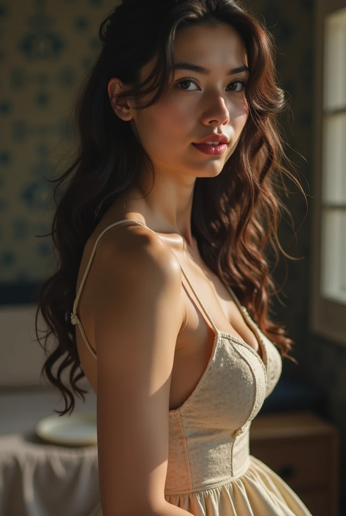 arafed woman in a white bra top and white pants posing sexy for a picture, white bra, anna nikonova aka newmilky, beautiful soft lighting, portrait sophie mudd, very tight small push up bra, posing in bra, gorgeous young model, young sensual graceful, very beautiful young woman, sexy young woman, wearing bra, beautiful alluring teen