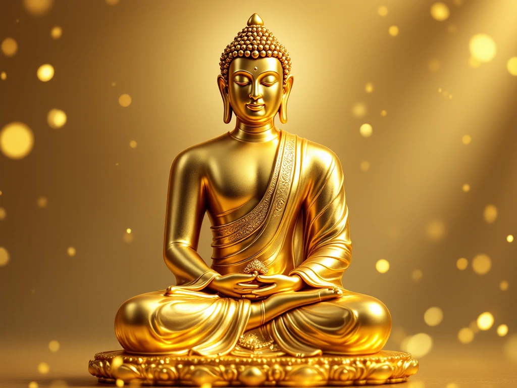 buddha meditating shiny gold