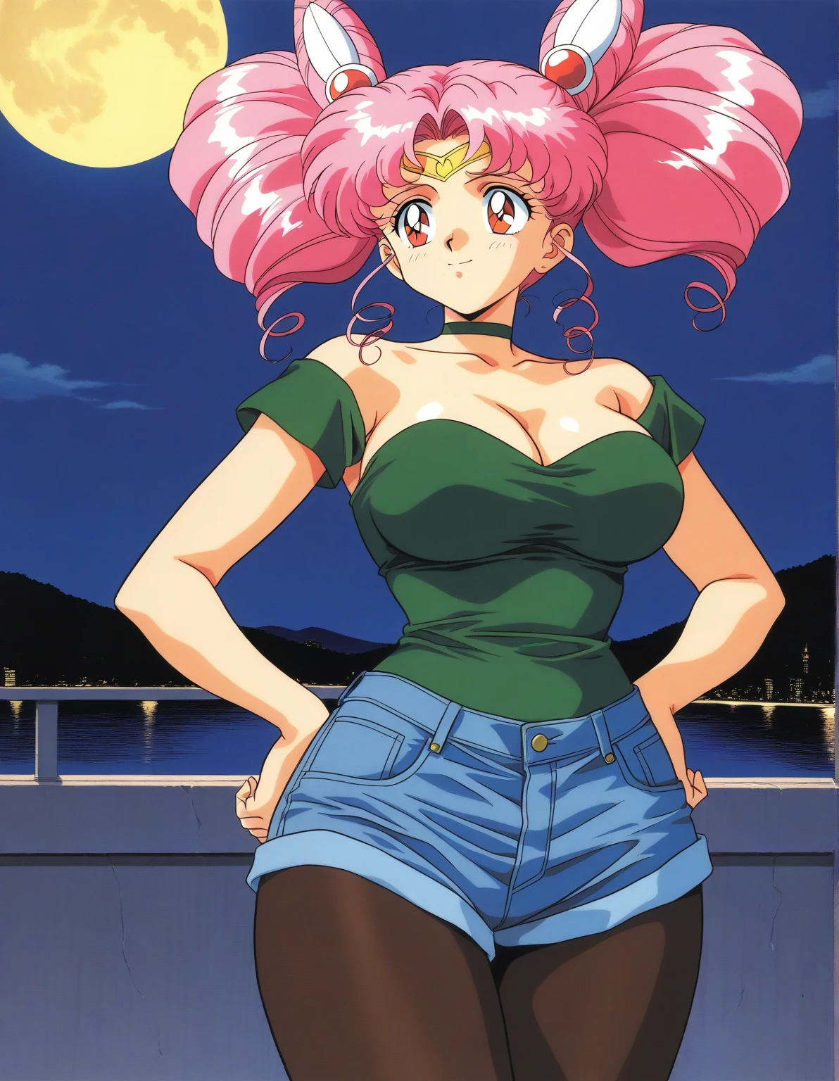 (((solo,1woman, mature, alone))), PeronaChan, ((long hair, pink hair, blunt bangs, twintails, drill hair, glowing black eyes, wide eyes, lipstick, makeup, narrow waist, skinny, medium breasts)), pelvic curtain, ((white bikini, big hat)), full body, perfect body, (insanely detailed, beautiful detailed face, masterpiece, best quality), (extremely detailed 8k paper CG wall unit: 1.1), (saigyou_ayakashi, bare_tree, cloudy sky, cloud, fog, dusk), cameltoe view, cameltoe, View from above, Diagonal view