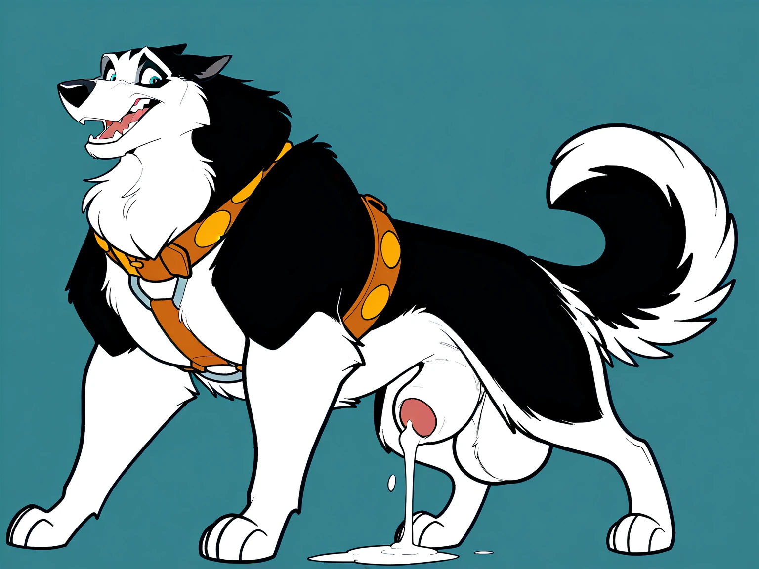 Feral, furry, erection, cum on tail, Animal genitalia, knot, anus, cute, excessive cum, fluffy tail, toony art style, doggy style