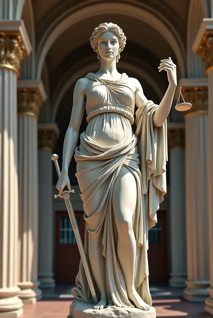 a statue holding the scales of justice, na escala de imagem 640x480
