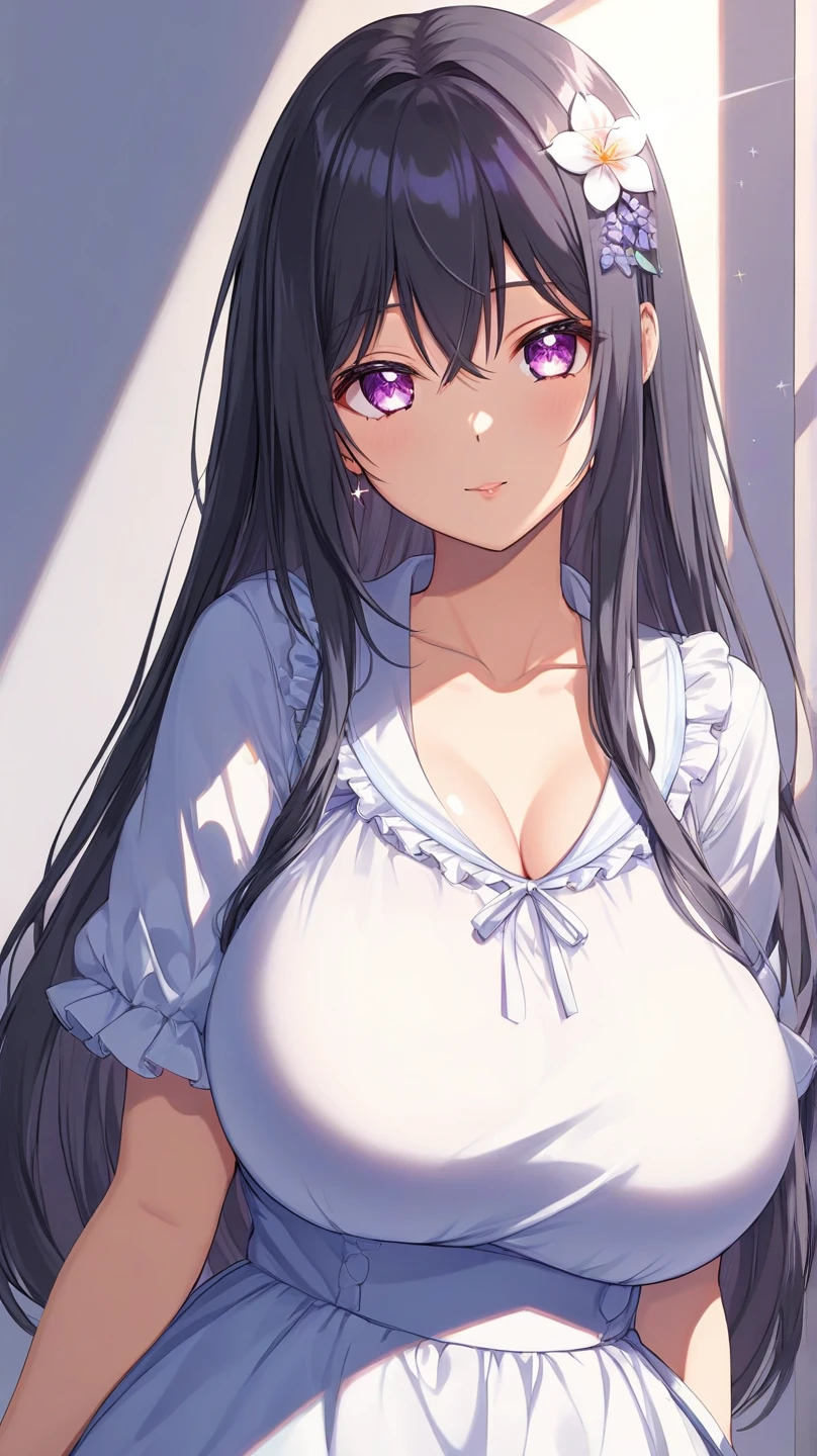 Amazing Chitanda, There is only one beautiful girl,Purple Eyes, Black Hair, Very red face,Very white skin,Glowing skin,Skin as delicate as porcelain,Naturally straight hair, Straight bangs,Extremely refined,Open lips,Long flowing hair,Beautiful Girl, Like a dream,Slim,Slim waist,Soft, (Sensual), (Kawaii), Dream quality,Beautiful big breasts,Areola,Completely naked,Wearing a transparent wedding dress,Flower decoration,Deep V neckline,Loose neckline,Wide neckline,In a traditional Japanese garden,window,Breasts on the table,bend over,Lean over,Hips,Side body,Gluteal groove,Bare back,Completely naked back,Light transmission,no pants,pussy juice,Bare shoulders,Bare neck,Exposed collarbone,Exposing breasts,Exposing breasts side,Show your waist,Show your buttocks,Show your thighs,Exposing the groin,No pants,extremely shy,Ultra-high resolution, (masterpiece:1.2, best quality), (Delicate and beautiful eyes: 1.2), (Beautiful and delicate face)