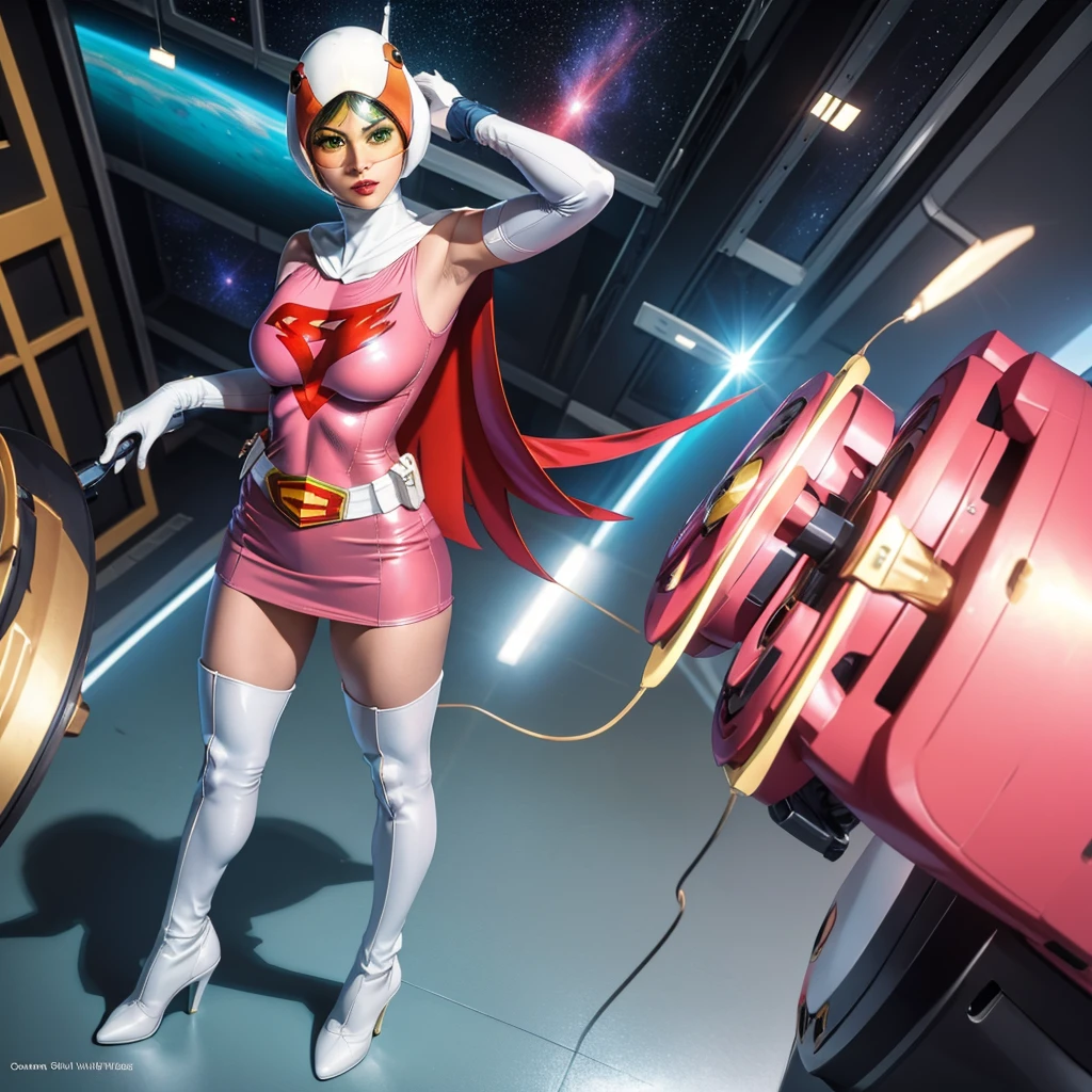 (master part), (best quality), (high resolution) , (ray tracing), Ahsoka Tano, adolescent,Perfect Anatomia , padawan clothes, Red sheer panties, tube top, diaphragm, miniskirt, white pantyhose