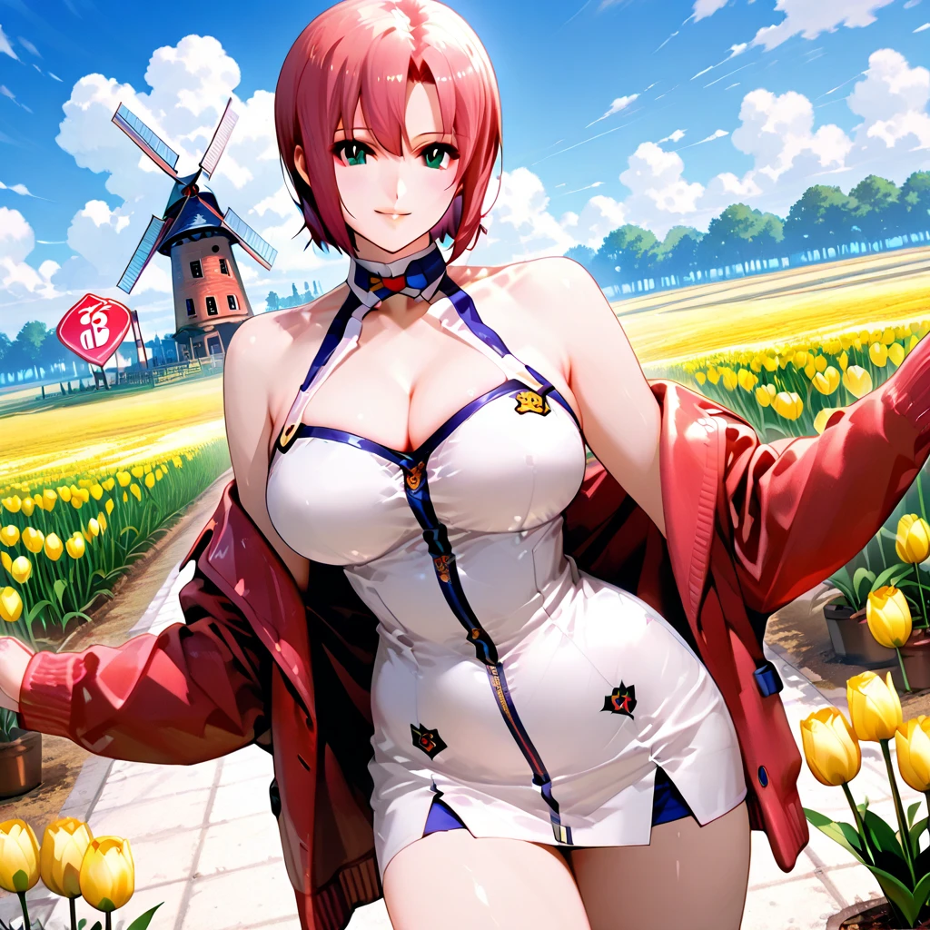 anime girl in red leather outfit posing naked in front of a building, biomechanical oppai, oppai, seductive anime girl, pixiv 3dcg, oppai cyberpunk, cushart krenz key art feminine, anya from spy x family, oppai proportions, cushart kenz, full body zenkai! asuka suit, thicc --auto