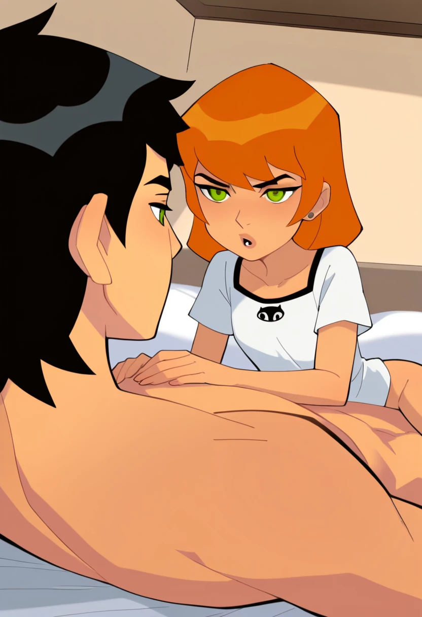sam, totally spies, feet, pink top, orange hair, skinny, room, green eyes, shota-boy, bare shoulders, cowgirl position sex, boy