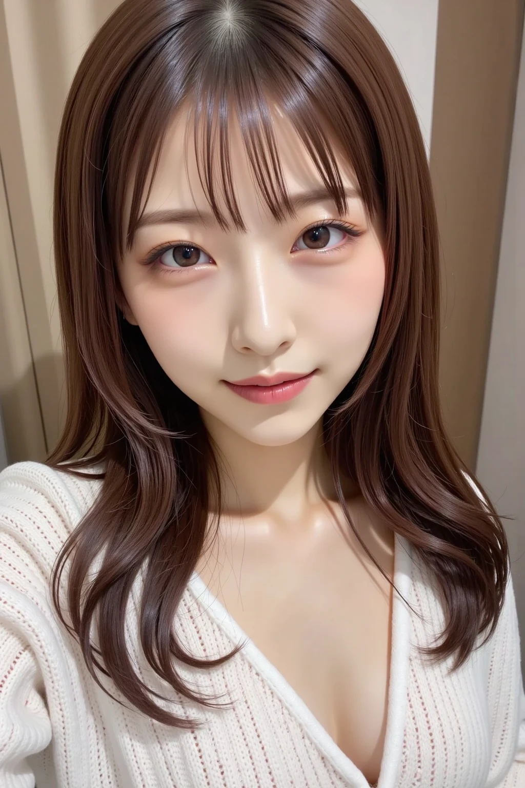 Girl in a dream.I have long colorful hair.Wearing white clothes.It's a rock band.Notes flying around.It is an illustration of the highest quality.It is a beautiful illustration.Very colorful.big eyes,Viewer's perspective,she is on the chair , smile