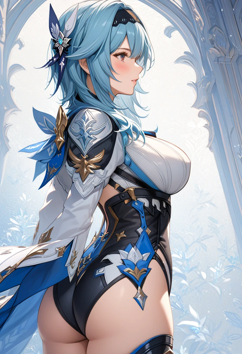 masterpiece, best quality, ganyu \(genshin impact\), wral, 1girl, solo, breasts, long hair, horns, blue hair, gloves, looking at viewer, detached sleeves, ahoge, bell, bare shoulders, purple eyes, black gloves, medium breasts, leotard, vision (genshin impact), bangs, thighlet, covered , gold trim, outdoors, leotard under clothes, tassel, standing, blush, neck bell, bodysuit, bow, thighs, white sleeves, tree, pantyhose, sidelocks, low ponytail, bodystocking, flower knot, black leotard, chinese knot, day, pelvic curtain, smile, groin, cowboy shot, sky, parted lips, wind, cowbell, blue sky, long sleeves, black pantyhose, hair between eyes, rope, very long hair, goat horns