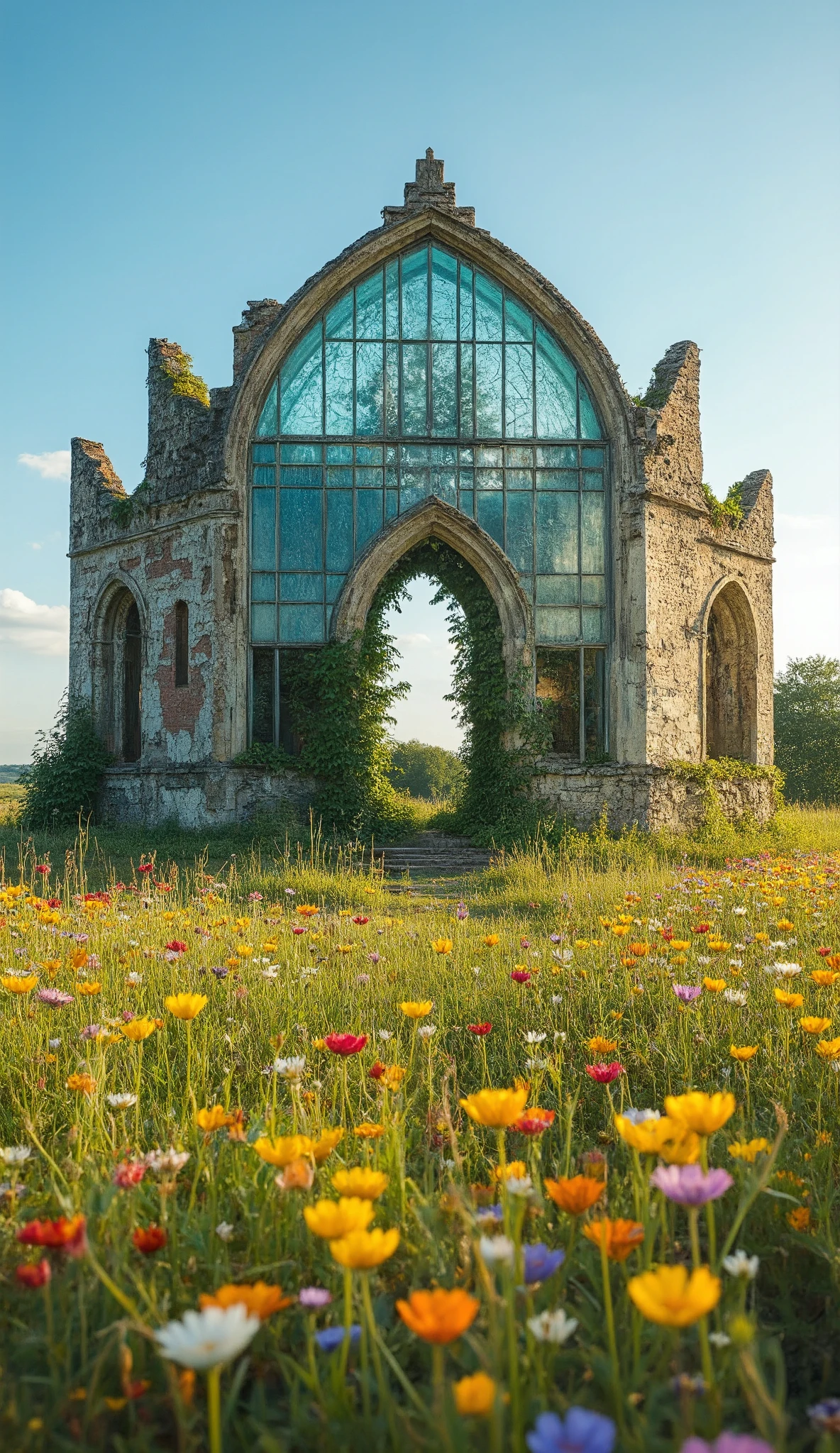  in high-definition images、I'm on a colorful prairie {x} Light Purple Clear Glass Castle Masterpiece、最良 High Quality DVD 、High Quality DVD 、high resolution CG Unity 8K 壁紙 、 古代のガラス城の遺跡  Scenery、Outdoors、English Prairie、Blue sky passing through 、 Remains of an English Glass Castle 、 From Above the Flower Field Ruins 、 Scenery、nature、 null, Award-Winning Photos, high resolution,I'm on a Colorful Prairie、 color difference, Photorealism , Highly Detailed Castle Ruins。