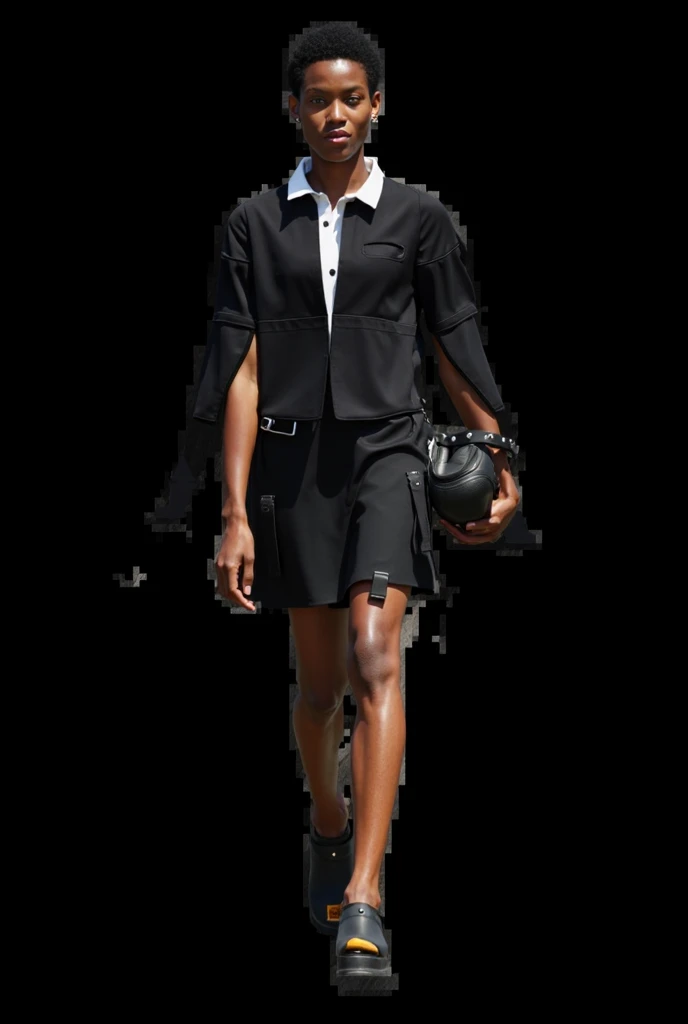 A man wearing black pantyhose and shorts with reinforced toes