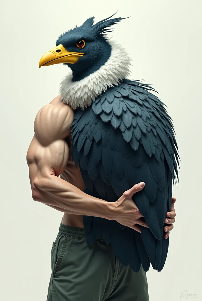 Make a very muscular man with the head of an eagle
