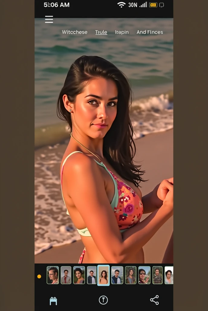 RAW photo, a close up portrait photo of Priyanka Chopra Jonas in bikini, big chest, long hair, pale skin, background is a beach, (high detailed skin:1.2), 8k uhd, dslr, soft lighting, high quality, film grain, Fujifilm XT3, full body