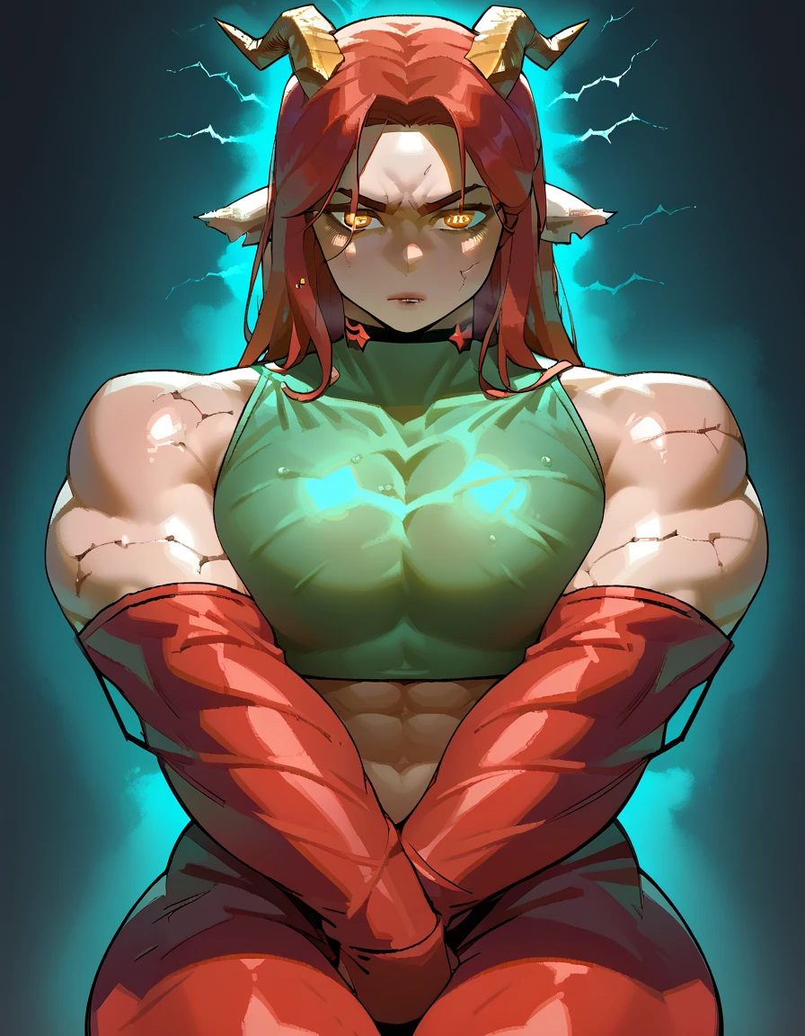 KarlachBG3, demon girl, karlach, colored skin, red skin, slit pupils, tattoo, scars, muscular, toned, Yellow eyes, Orange eyes, Red eyes, black bikini, at the beach, in the waves, glowing torso, steam rising from torso, onsen, glowing chest, boiling water, rising steam, beach background 