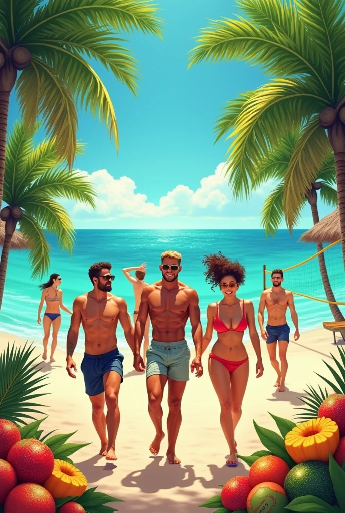 beach,100 people,Men and women in swimsuits,cheers,barbecue,drinking beer,リゾートbeachの背景,summer sunshine,masterpiece,rich colors,highest quality,official art,fantasy,colorful,Happy,smile,,I'looking forward to it,happiness,nice background,Fun time,Sparkling,beautiful light and shadow,stylish,anatomically correct,Detailed details,rendering,