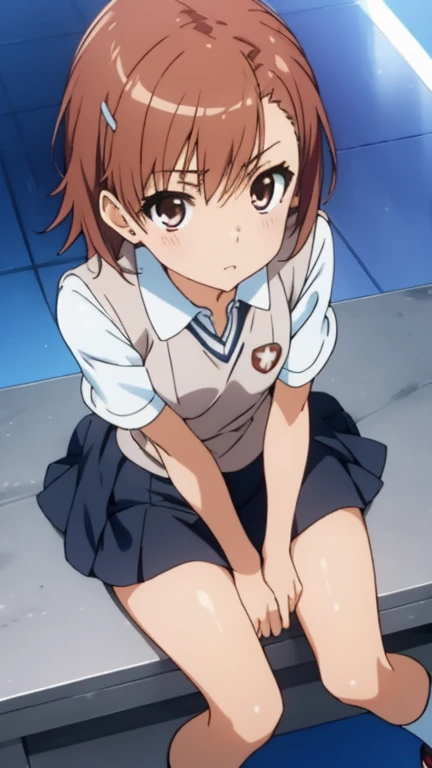 1 futanari girl:1.3, alone, Shortcuts, Big Breasts, View Audience, blush, smile, Open your mouth, Brown Hair, shirt, Shortcuts, Brown eyes,, indoor, erection:1.3, futanari:1.4, erection, ,Wearing a sailor uniform、Expressionless、blush、Sweaty、Big Breasts、Big cock、スカートの下でおちんちんがerectionしている、A penis is growing、My penis is pushing up my skirt、Anatomically correct body