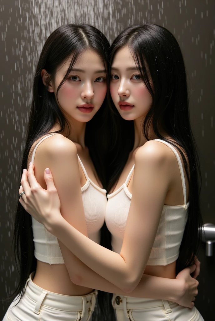 a slim girl with long black hair, small breasts, tiny chests, sitting on a toilet with her legs spread, young, 16 year-old, her shirt is ruffled and her shirt buttons are open revealing a white bra, (best quality,4k,8k,highres,masterpiece:1.2),ultra-detailed,(realistic,photorealistic,photo-realistic:1.37),((slim, thing, tiny, slender)), intricate details,highly detailed facial features, open your legs, crying, sitting, white shirt, black kirt, public toilet, short black dress, night, dark, dark room, raped, Narrow bathroom