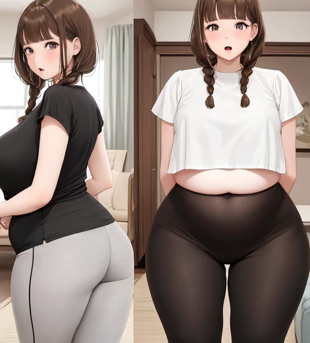 Black Hair clear Beautiful breasts hair band Short Bob Black pantyhose sweater White mini skirt Mother and daughter Height difference Beautiful feet slender A glimpse of her white panties