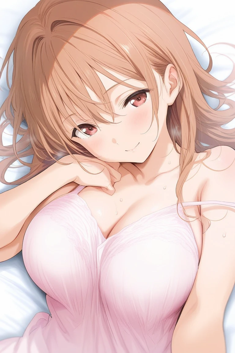 ((masterpiece)), ((best quality)), (ultra-detailed), anime style, on the bed, a cute girl, 1girl, solo, smile, underwear00