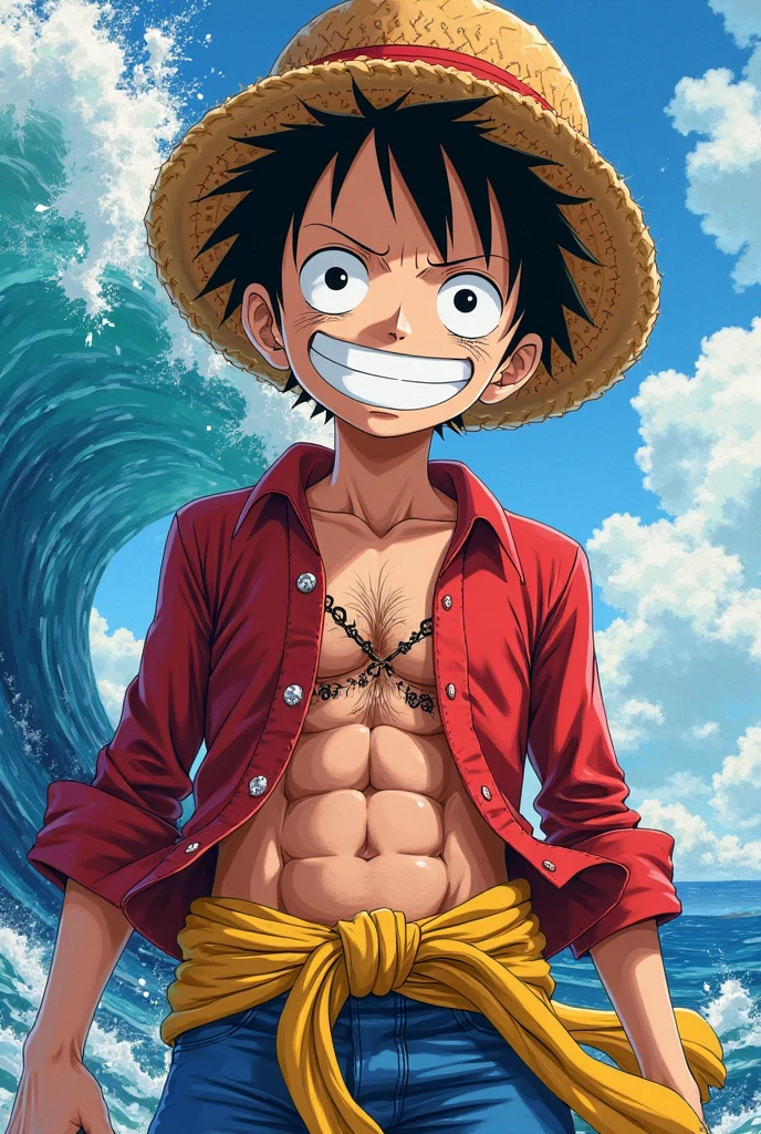 Luffy, one piece, anime wallpaper, 4K, quality, colorful background, watercolor