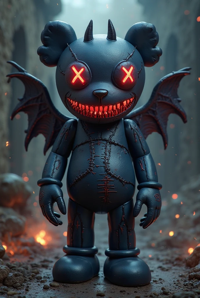 (knitted toy voodoo doll:1.7), (Voodoo Bat:1.3), (Clothing: dark, tattered wings with glowing red eyes:1.0), (Accessories: enchanted blood vial, glowing fangs, mystical moon amulet:1.2), (background: eerie cave with floating, glowing stalactites and shadowy bats:1.2), best quality, masterpiece, detailed soft oil painting, detailed background, dramatic cinematic lighting, soft edge lighting, professional, dramatic lighting, hard edge lighting, ultra quality, 4k, masterpiece, best quality, 8k, ultra high definition, high resolution, extremely detailed