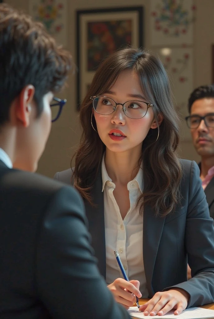 She looks 15 but、She has the cute face of a 20-year-old idol. Gentle and cute ((Crying expression)) Medium bust Wear a bikini She is a tall building々She works in a small office wearing a bikini.、((He is having a conversation with his male colleagues in suits in the office, looking like he is about to cry.)). RAW Photos Genuine Genuine Life Do not display copyright