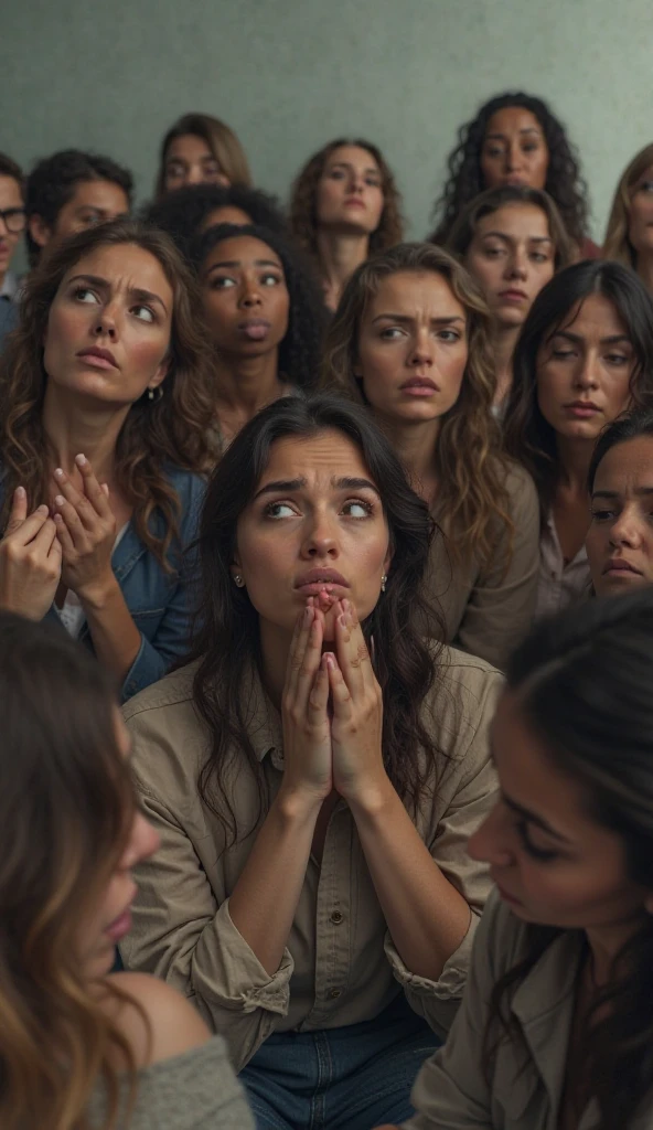 (photorealism:1.2), 16 year old latina schoolgirl performs POV blowjob on a caucasian circumsized manhood in a classroom while observed by her female peers. The other girls, these female peers, firmly knead their chests with sleepy gazes and salivating, slack-jawed expressions suggesting they have been placed into deep hypnotic trance.
