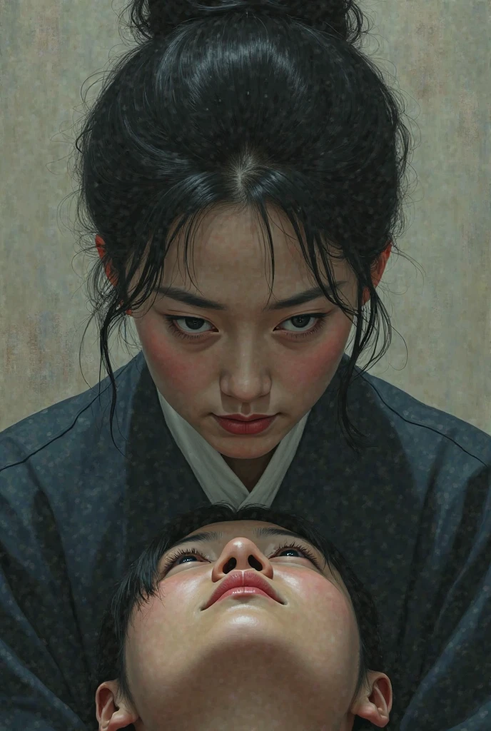 A skinny woman in South Korea being raped by several fat men