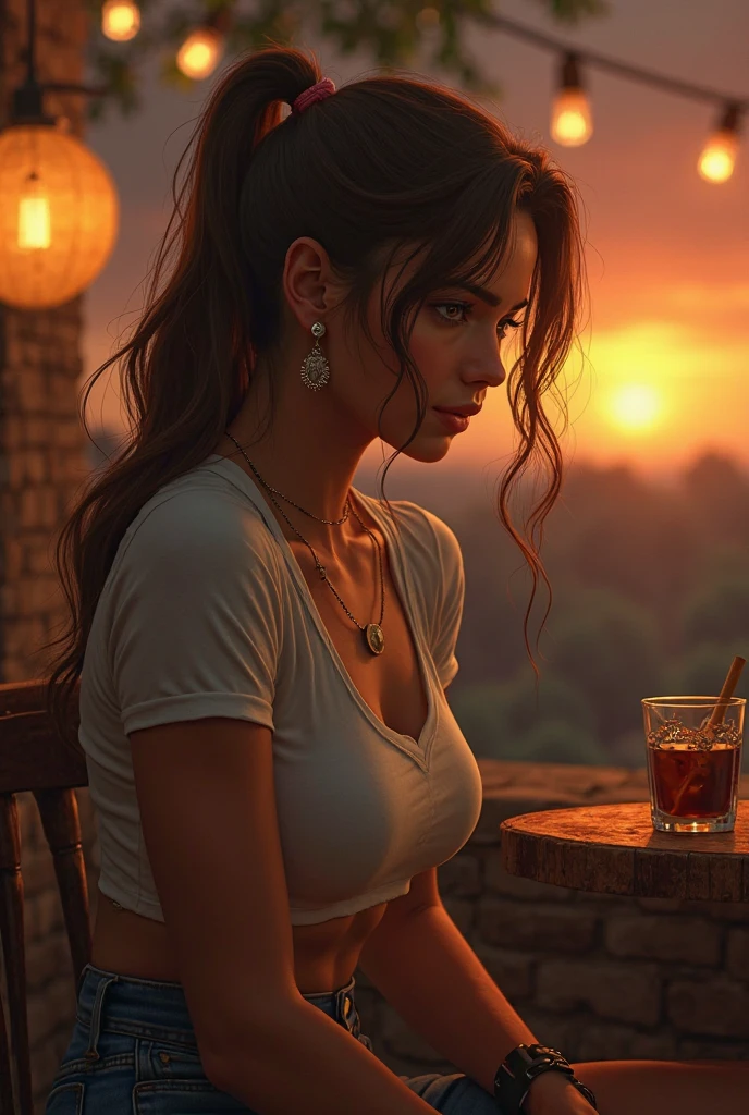 score_9, score_8_up, score_7_up, source_anime, 1 woman, sitting at a table, breasts resting on table, (innocent emotions:1.3) , (tube top), cleavage, skindentation , lize1st, hair ornament, tavern, sunset, light shaft, ((small sagging chest)) ((art by norman rockwell))
((Safe for work)) ((from the side)) ((chubby))