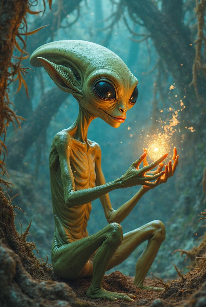Alien smoking golden marijuana