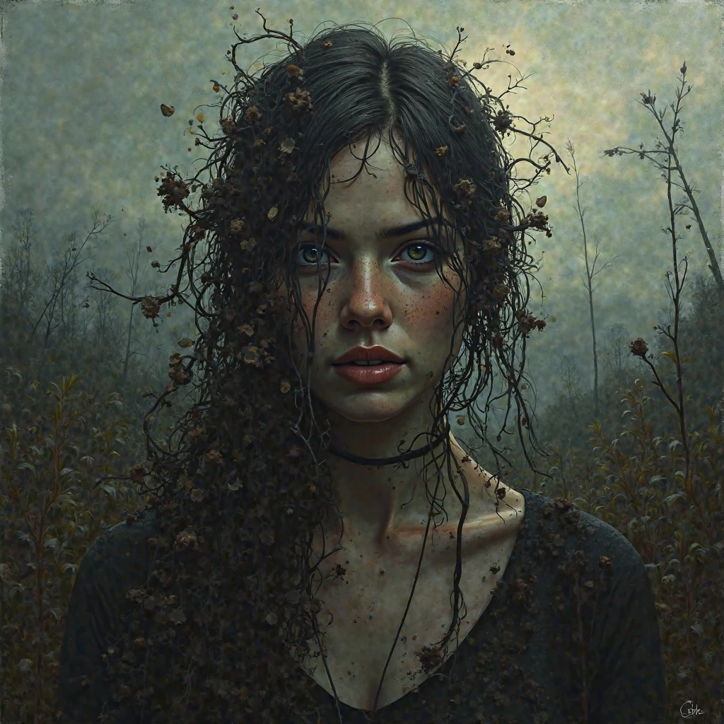 This is Andrew Wyeth - The Art of Andrew Wyeth - with a muted floral palette and a dry brush technique that creates a feeling of calm. (animation. beautiful Lebanese woman with long brown hair. perfect anatomy, beautiful expressive eyes. she wears a black turtleneck and olive green skinny jeans. its back side faces the camera 1 crescent moon, night, fairytale background) (minimalism: 1). Dietary composition, ideal body anatomy.

