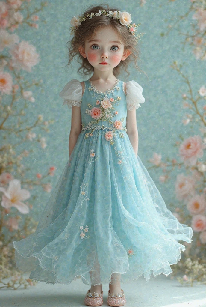 Rough texture,Hand-drawn style,sketch:1 girl,Fluffy Skirt,Puff sleeves,Princess dress,Socks,shoe,earrings,Clean background,solitary,