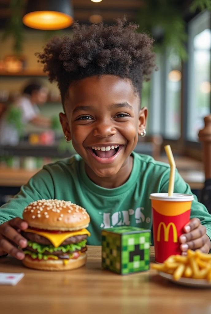 1 teenage black boy in soccer uniform, receiving Oreo cookie from mother, detailed facial features, warm lighting, vibrant colors, photorealistic, 8k, hyper detailed, masterpiece, cinematic composition, dramatic lighting, emotive expression, dynamic pose, cozy domestic setting, soft focus background full-body photo
