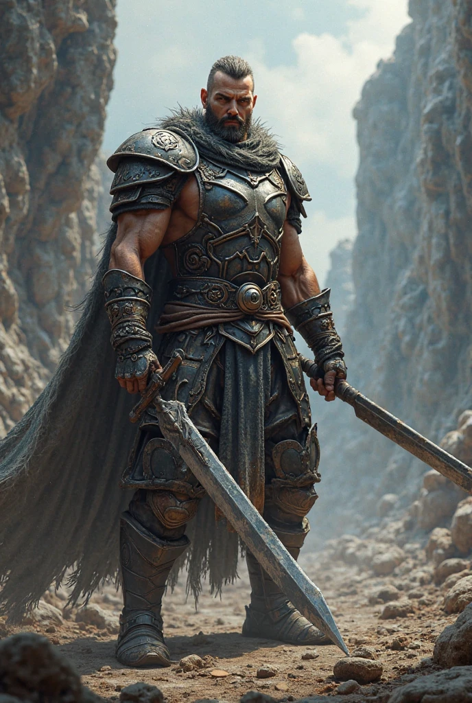 Solo Sexy anthro furry wolf male; ancient Mediterranean desert warrior; slim mesomorph handsome model apperance apperance; anthro muzzle head shape leather helmet mask with eye holes; anthro muzzle head shape leather helmet mask with eye holes, anthro muzzle head shape leather helmet mask with eye holes,; sexy toned muscules; sword scars; worn out rusty sexy skimpy armament. He has low on hips heavy leather studded heavy belt. he has very old worn out jockstrap (smelly jockstrap fetish); His jockstrap it is made of old white linen material sewn together from a few pieces, it has never been washed, it is dirty and has stains from secretions of dried semen and sweat; His armor is old heavy brown harness with armlets studded with spikes; rusty old skimpy heavy breatsplate armor; he has old brown leather BFR Bands on Biceps and his thighs, he has old worn out fingerless leather gloves. His armor is in ruin, it is very very old and dirty, rusted, dirty, old worn out, rusty heavy skimpy breastplate. Even though he is a handsome and sexy man, he has a sloppy appearance, has disheveled unwashed dirty fur, dirty body look. he smells, he has stains from old blood, dirst, cum, mud, smelly furr, disgusting bastard looking. He stands proudly bravely in the Mediterranean sunny pine forest background; He stands proudly bravely in the Mediterranean sunny pine forest; he stands upright, furious, with his sword raised in a ready-to-fight position, he holds a sword in his right paw, ready for incoming fight; he has a proud, threatening and defiant expression on his face, with little dirty dangerous smile,