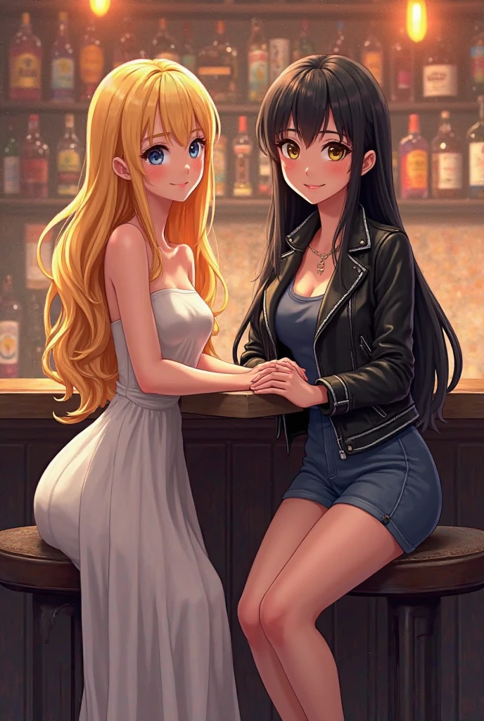 best quality, (masterpiece),(ultra-detailed), (high quality), (high resolution), ((2heads:1.5)), best quality:1.5, highres, UHD, 16K), two headed woman, smiling, highres, masterpiece, (blonde hair), (brown hair), (cleavage), (purple crop top), medium long hair, black jeans pants, lustrous and smooth skin, (mature woman), (blue eyes), exposed midriff, seductive silhouette, ((slim hips)), casual dress, sexy proportions, Beautiful girl with accentuated slender abs, long legs, seductive woman, lustrous woman, (large breasts), detailed eyes