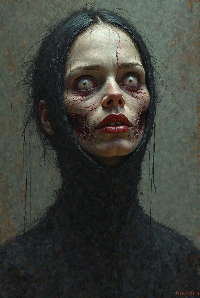a woman with broken eyes, shattered irises, hypnotic haze, sad expression, creepy sadness, no makeup, detailed eyes, detailed face, detailed features, porcelain skin, gothic, dark fantasy, dark mood, moody lighting, chiaroscuro, dramatic shadows, dramatic lighting, cinematic, high contrast, muted colors, somber palette, melancholy, (best quality,4k,8k,highres,masterpiece:1.2),ultra-detailed,(realistic,photorealistic,photo-realistic:1.37)
