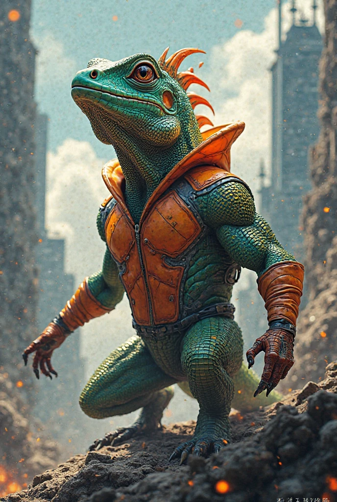 So you can edit it later、An anthropomorphic green snake wearing green combat clothing with flashy colorful accessories with a space above its head, posing in a unique way, with a rugged, muscular figure, and mysterious smoke on a green background.、A mysterious green light pierces it. The light also shines on the character, making it clearly visible. Create an image with this composition according to the following rules.。
 High resolution textures、Texture、Realなディテール、
The background is dark、Mysterious and、There is a good atmosphere、Dramatic lighting and high contrast images、Extremely high resolution to create photo-realistic card game patterns。
The design will be surrounded by a border、80 from the center of the space so that the character is not hidden%Please。
Use indirect lighting and textured backgroundake the central character stand out。
Full body portrait、Dynamic pose。
 にかくテクスチャがRealで細かいファッションの服。
Fashionable sneakers、boots、Sandals、hat、Smoke Accessories Necklace、Earrings、ring、bandana car、bike、Tattoos etc.、Choose according to your outfit and mood。
Real、8K




(masterpiece、Highest quality、high detail、超Real:1.2)、 
Anthropomorphic animals、Full body portrait

(Photorealistic:1.4), Cinematic lighting, 8K  UHD、 
Professional Photography、

(詳細な毛皮のTexture:1.3), Expressive eyes、 
Designer clothing、Luxury Brands、 
(Perfect tailoring:1.2), High Fashion Accessor
Moody atmosphere、Dramatic Shadows、 
High contrast lighting、Depth of written boundary、
Film Grain、Color Grading、

(Color Palette：1.3）、（Calm earth colors：1.2）、 
(Rich Brown：1.1）、（Deep Gray：1.1）、（subtle gold accents：1.0）、
(warm color：1.1）、（Color harmony：1.2）、

(Soft diffused lighting：1.2）、（Rim lighting：1.1）、
(Volumetric Lighting:1.0), (Ambient Occlusion:1.1)
