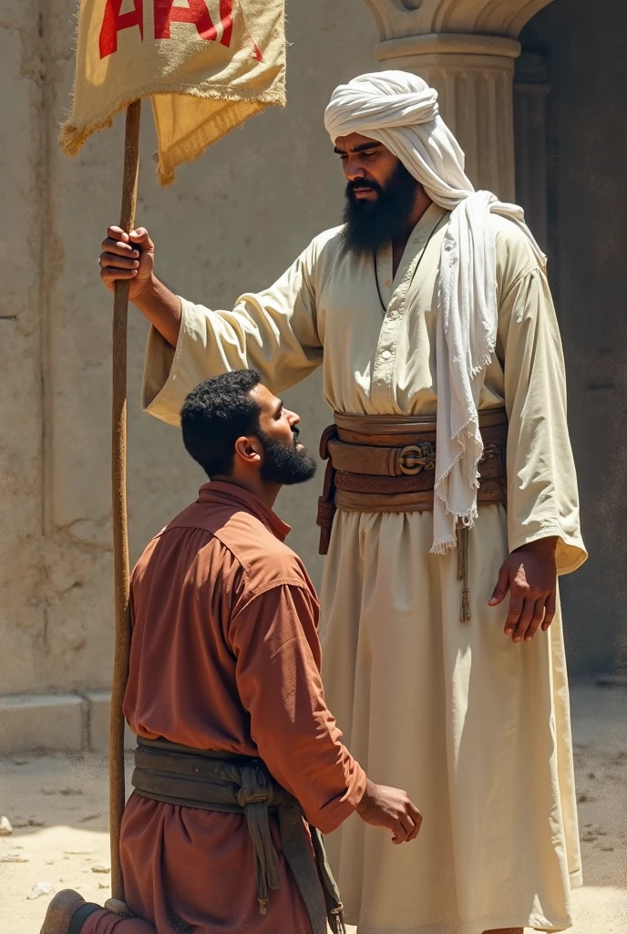 Arab, squatting, oil on body, religious ritual, anus, room, man standing next to boy, with sword dripping oil