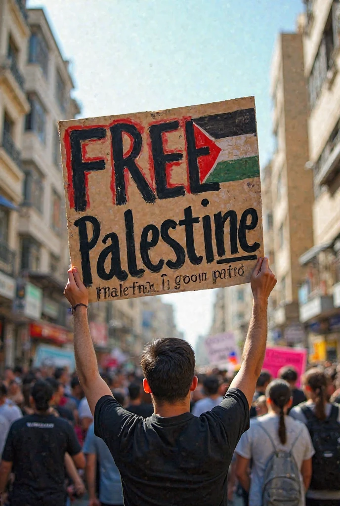 I stand for Palestinians written in towel