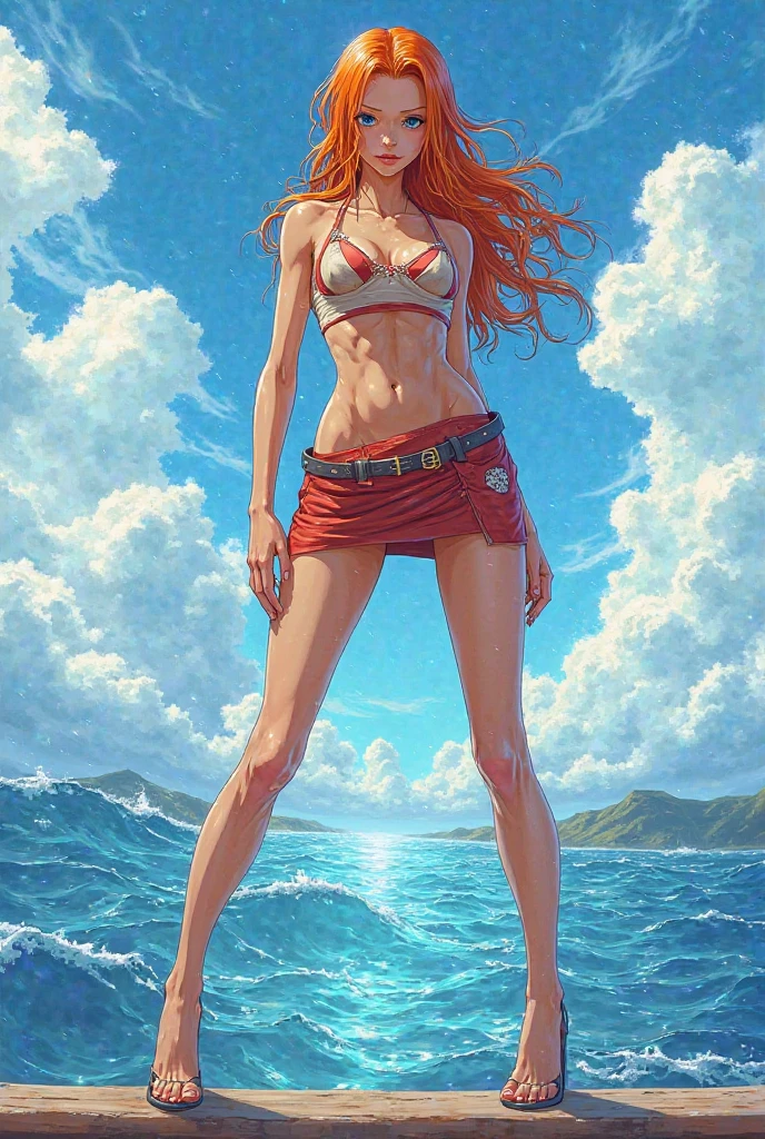 As the Giantess Goddess emerges from the ocean, her fiery red skin and molten gold eyes glisten in the sun. Her hair, a cascade of flames, sends steam hissing from the water. She strides onto the beach, her immense feet causing tidal waves that sweep away beachgoers. Normal-sized people try to escape, but many are caught and crushed underfoot. Scooping up the terrified survivors, she presses them against her fiery curves, their struggles only amplifying her volcanic lust.