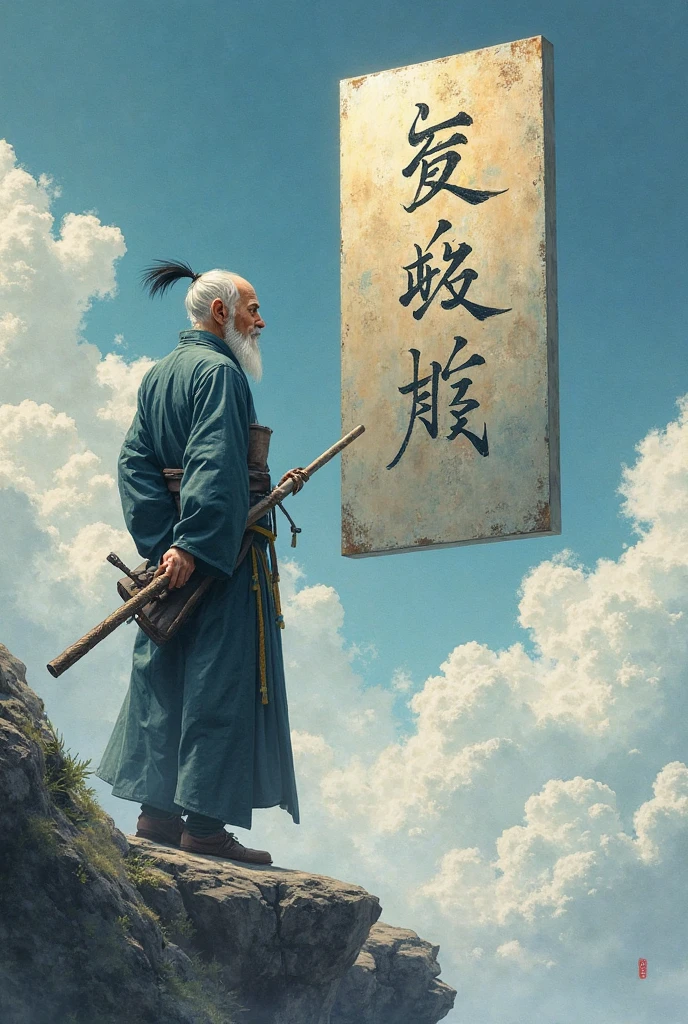 there is a painting of a man sitting on a ledge, inspired by Yun-Fei Ji, moebius and tsutomu nihei, by Yun-Fei Ji, ruan jia and arthur rackham, by Sheng Maoye, inspired by Ren Xun, inspired by Tosa Mitsuoki, yoji shinkawa and geof darrow