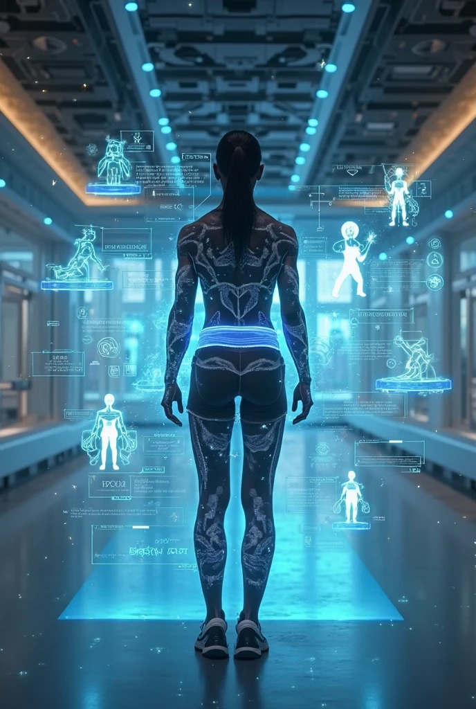 Half Body. high quality, 8K Ultra HD,Digital human from binary code,Female characteristics,Illuminated by a stream of colorful binary code, ,Straight lines and patterns, Weaving together,Creating a fusion of technology and art, Background with binary code, Hues range from electric blue to bright green,