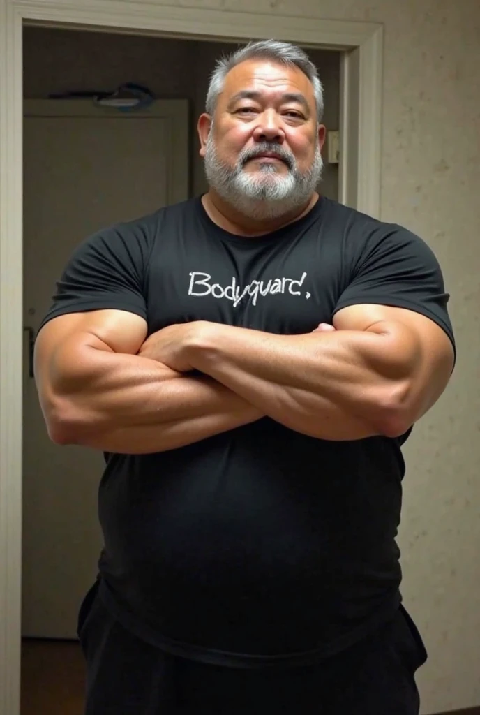 Muscular old security guard with open mouth and long greying hair,JP, ((very dark skin)), (black skin), He wears a long-sleeved turtleneck sweater,He had sad eyes in his eyes,Grievanced frown, blue charming eyes,Tall and burly,musculous!Tall, Burly and strong, Extremely detailed depiction of faces,Exquisite facial features,super gain and cool, commission for high resolution, Attractive strong men,Luxurious warmth in burgundy tones,He was in the luxurious living room, Old man, JP, An award-winning original photo, ( brown skin color), long gray hair, full white beard, A wild muscular old man, (80 years old daddy:1.1), 1boy, Solo, (tanktop), (big shoulders), musculature, stubbles, dark skin, long grey hair, thick grey beard, Detailed face, (evil smile), blue eyes, veins, wrinkles, big old man nose, nose with pronounced bridge and outward curve that protrudes from the base of the nose, dark olive skin color, brown skin, veins, absurdly huge nose, hawk nose, convex nose, well groomed moustache, (flexing his biceps), Dynamic Angle, volumetric lighting, (Best quality, A high resolution, Photorealistic), Cinematic lighting, Masterpiece, RAW photo, Intricate details, hdr, upper body shot