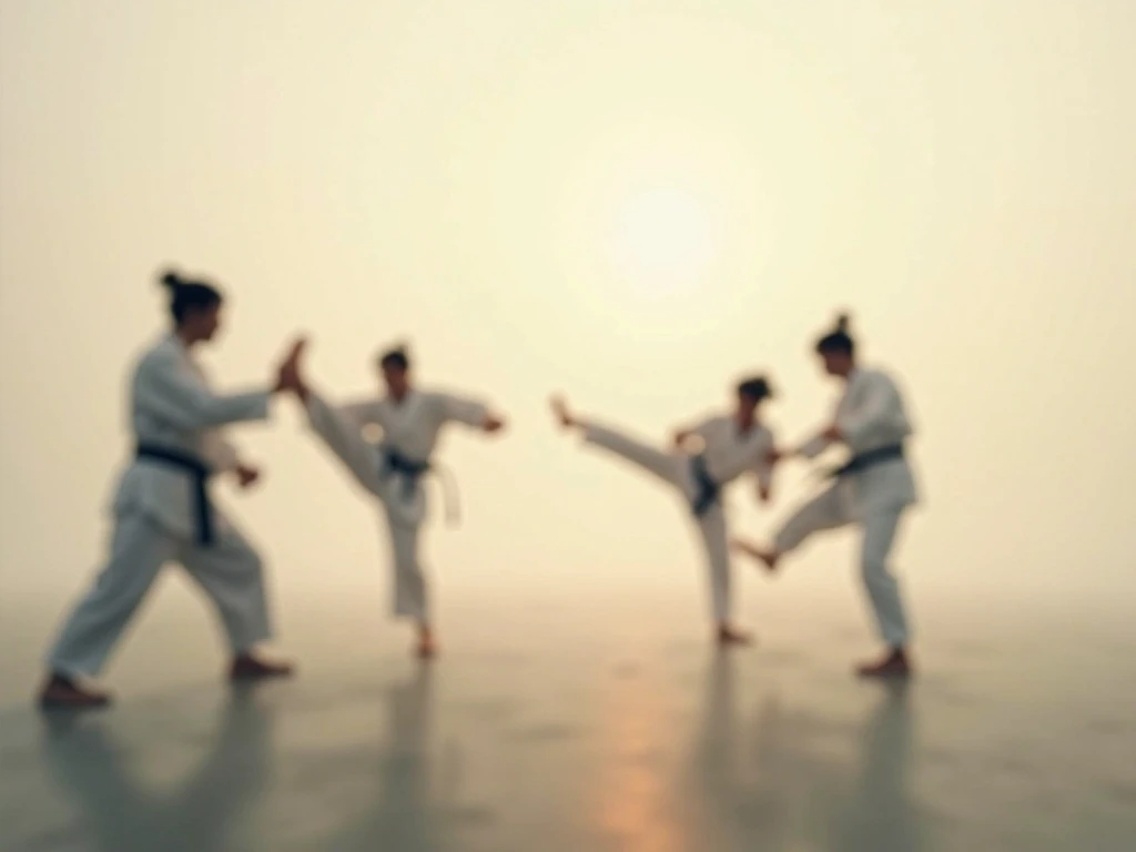 Create an impactful cover for the "Jiu Jitsu Evolution Program" that captures the essence of evolution in Jiu-Jitsu. The image should feature a jiu-jitsu fighter in a traditional kimono, in different phases of training, symbolizing the progression from beginner to advanced. Ao fundo, there must be a gradation that represents this evolution, with shades of dark blue to bright white, symbolizing growth and transformation.

The fighter can be shown in fighting stances, suggesting strength and endurance. The program logo must be centered at the top of the cover., with a strong and modern typography that conveys power and determination. down, a subtle line with the slogan: "Evolve on the Mat. Strengthen Out of Him."

