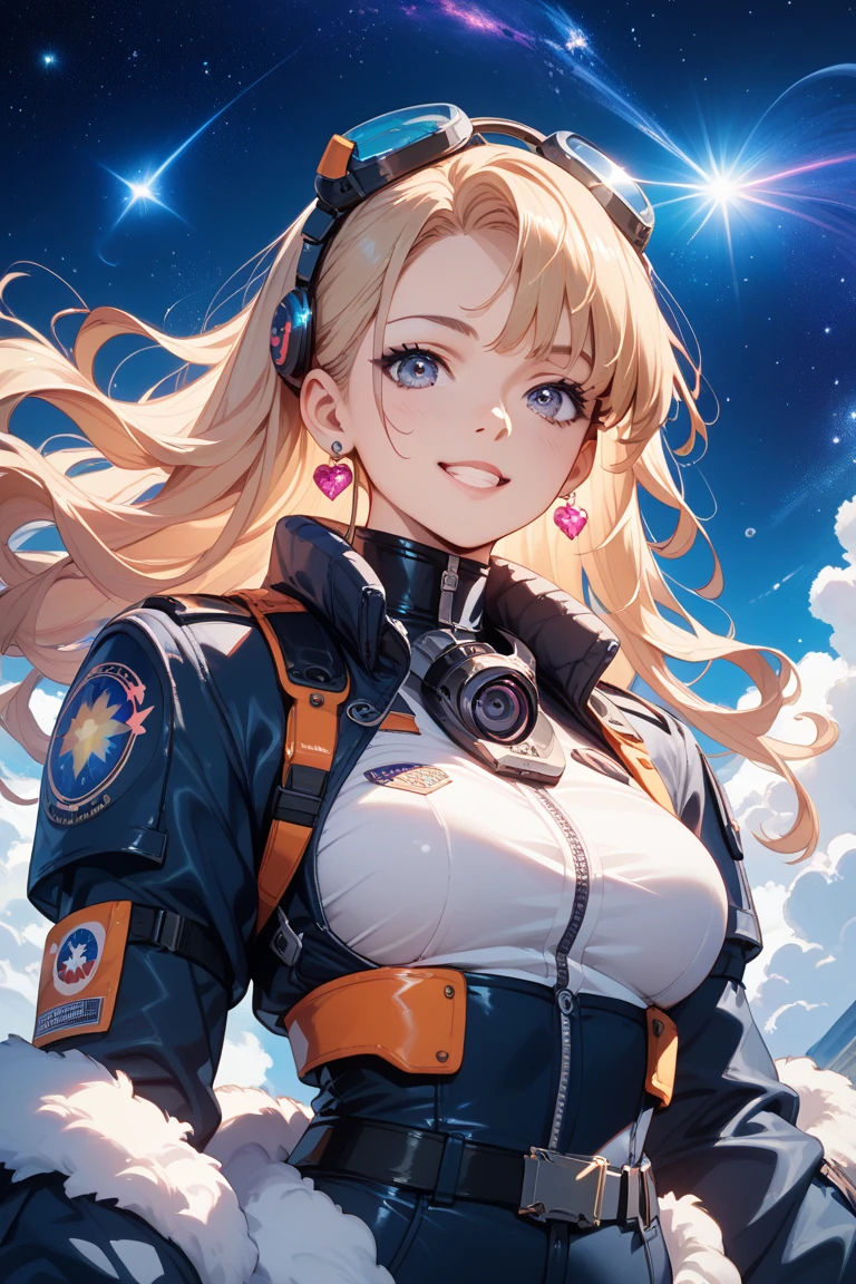 Naked art, (work of art, best qualityer:1.2), (cowboy shot:1.1), standing alone, 1 girl, mori yuki, slightly-smile, cloused mouth, lateral view, gazing at viewer, hair blonde, long hair, tight slit, body amarelo, firm skin, perfectbody, big window, (starship lookout:1.3), (legs spread open:1.3), (standing:1.1), tight slit, Sensual Posture, lateral view, perfect hands, bright starship interior, (view from outer space:1.1), (orbital view:1.3), (natta, old sky:1.5), Milky Way, massive huge tits