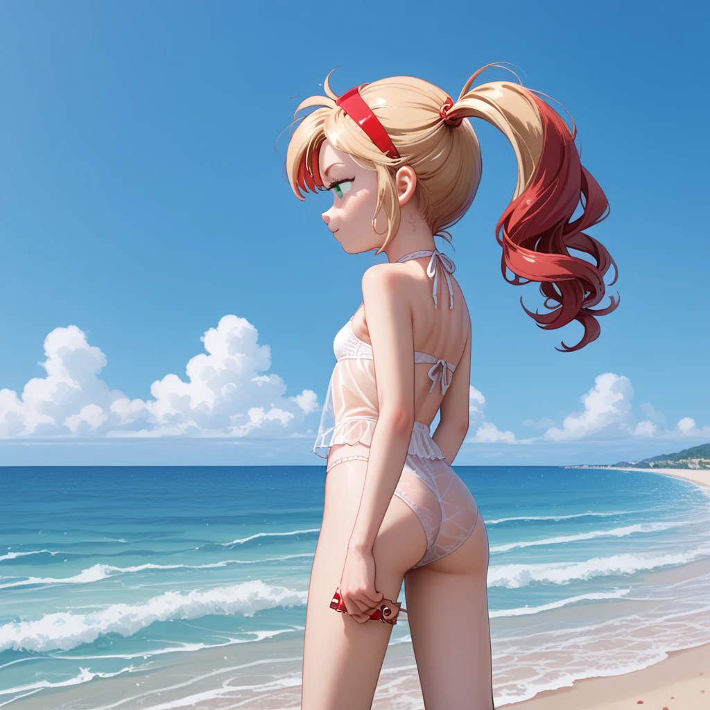 (Absurd:1.5), (Highest quality), (Very detailed), (The private part is displayed),((Completely naked)),whole body,kiss,Touching the chest, ,Young face,smile,Beach,,(Small breasts:2), ponytail,Twin tails、Ultra-slim legs、Wearing thin-framed glasses、Silver Hair、Wet、Healthy Body、Amazingly cute、Animal Ears