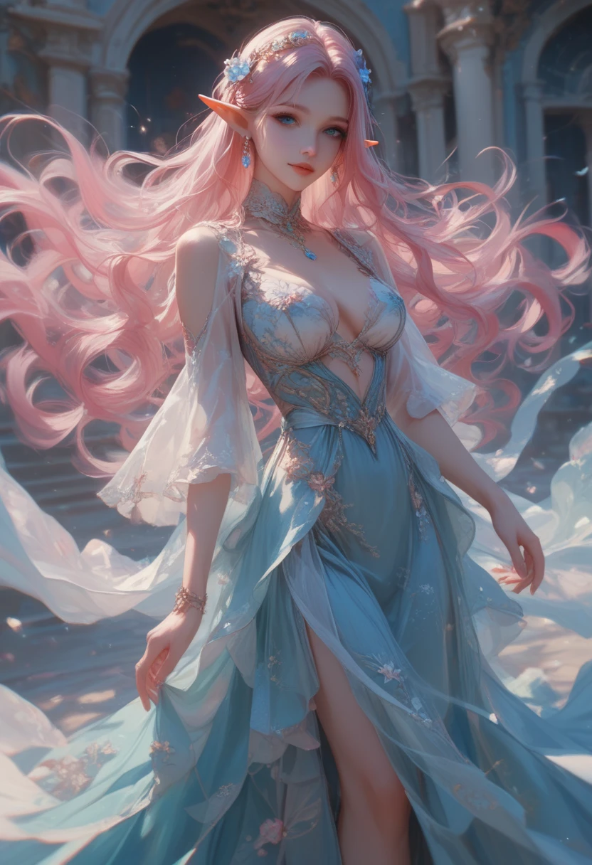 Girl top，9 tails，Transparent princess dress，Excellent figure