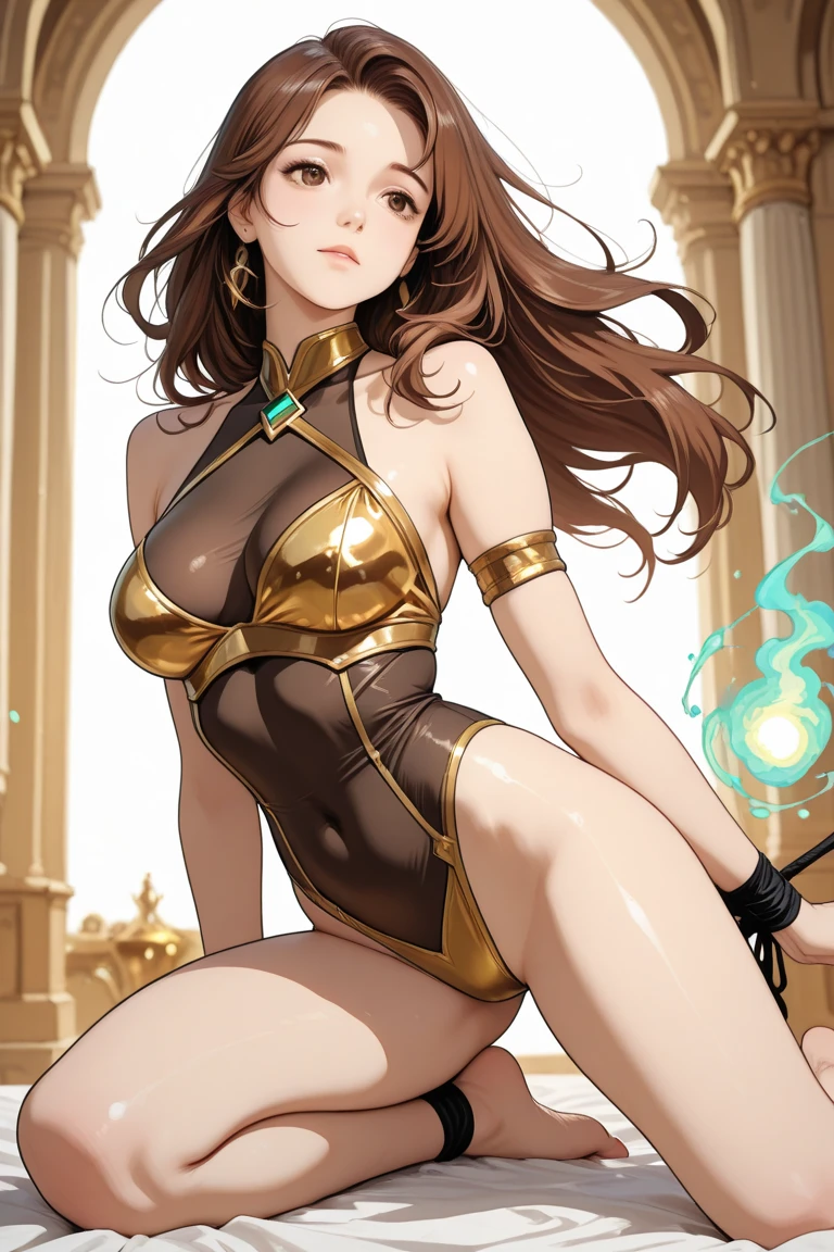 Sexy mature female body entangled python,Delicate figure-eight breasts,Wear yours with a gradient,(bronze skin:1.3),(((Oily skin))),Sweat profusely,Incredibly sexy,muscular calves,Toned abs,Looming pubic hair,Pointed-toe heels,Sensory stimulation,Strike sexy poses naked