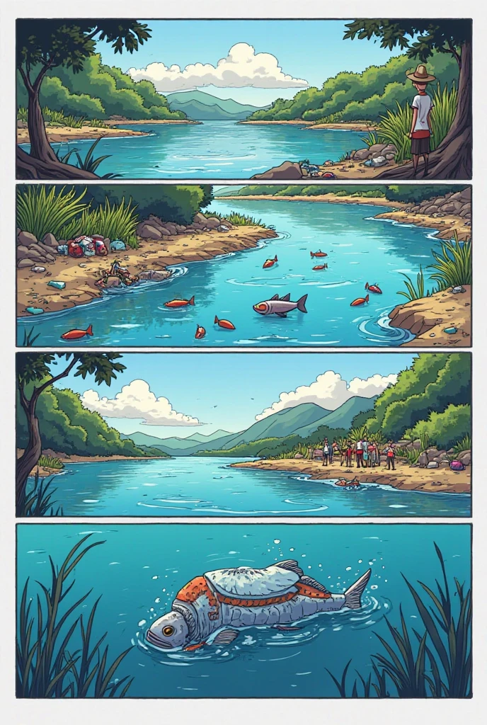Apply all your creativity and imagination through a comic strip that you must make about the problem situation that planet Earth faces due to the uncontrolled use of plastic and how seas and rivers are being contaminated.) What solution do you propose regarding environmental education 2?) What strategies are governments implementing to control the problem?