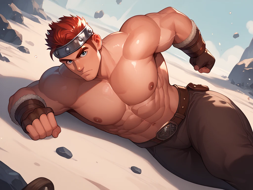 man, pumped up, muscles, 30 years, no clothes, beach, high quality, high growth, full length, nudism, nude, big dick, erotic pose, Red hair, short haircut, Blue eyes, sits with his legs spread,